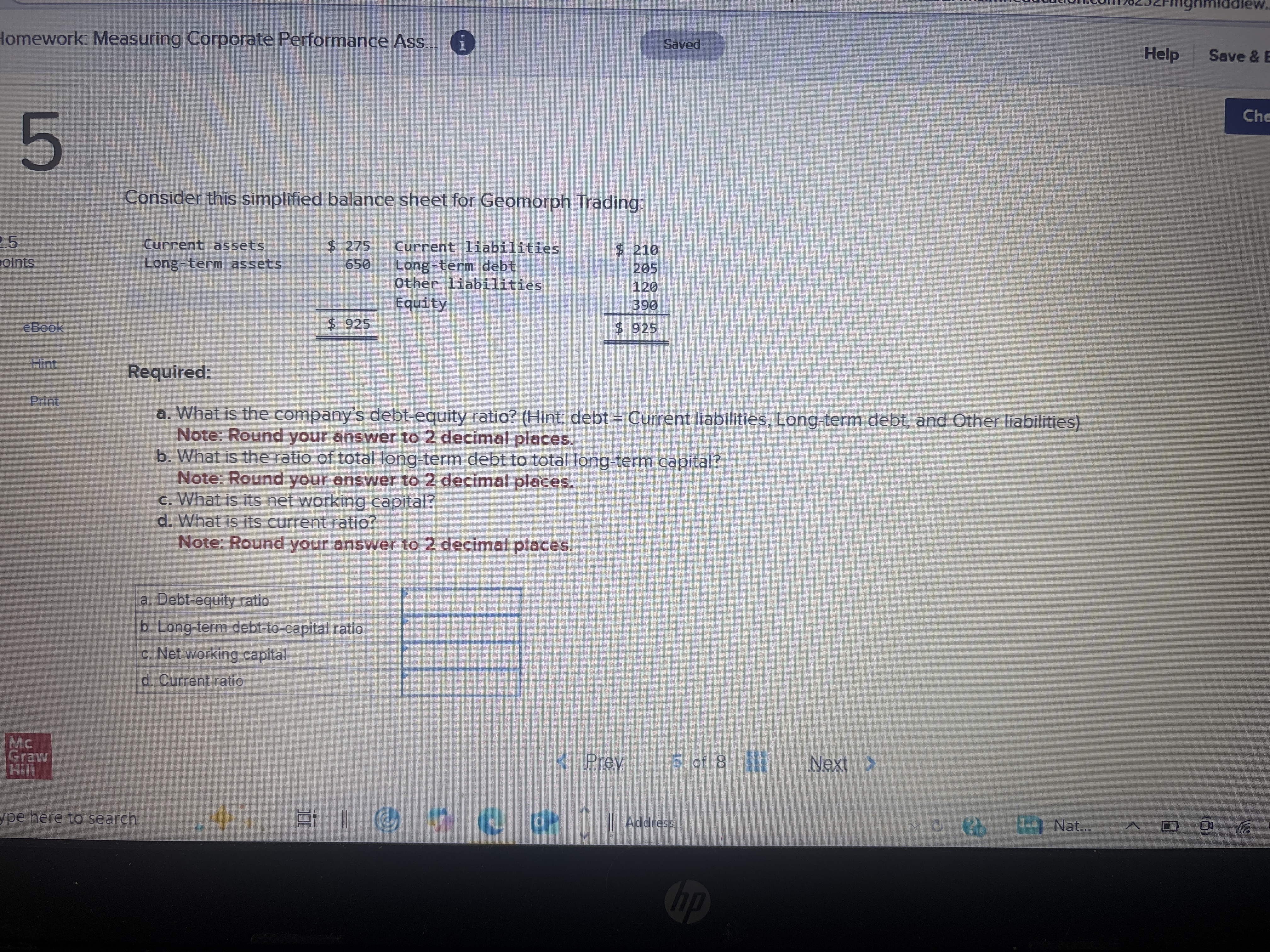 Answer questions A through D lomework: Measuring