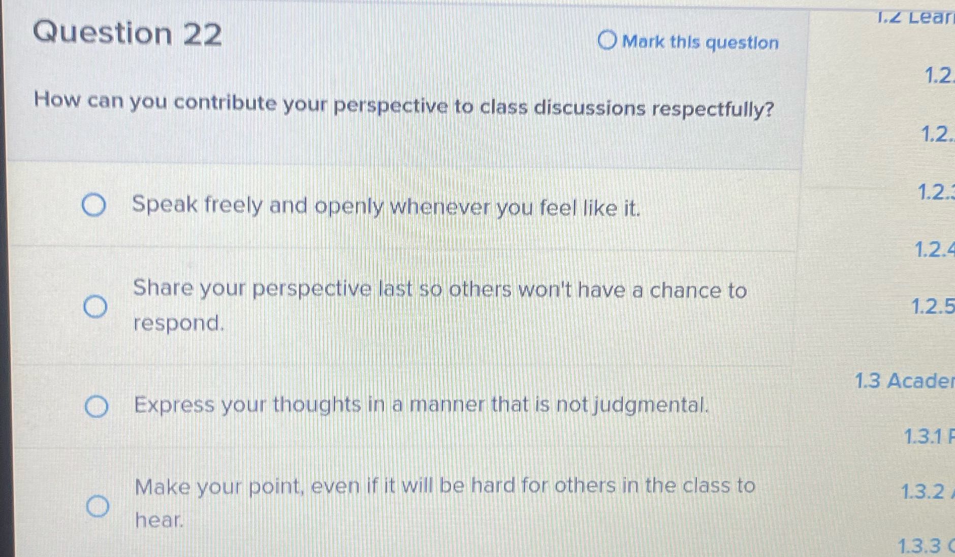 1.Z Lear Question 22 Mark this question 1.2 How