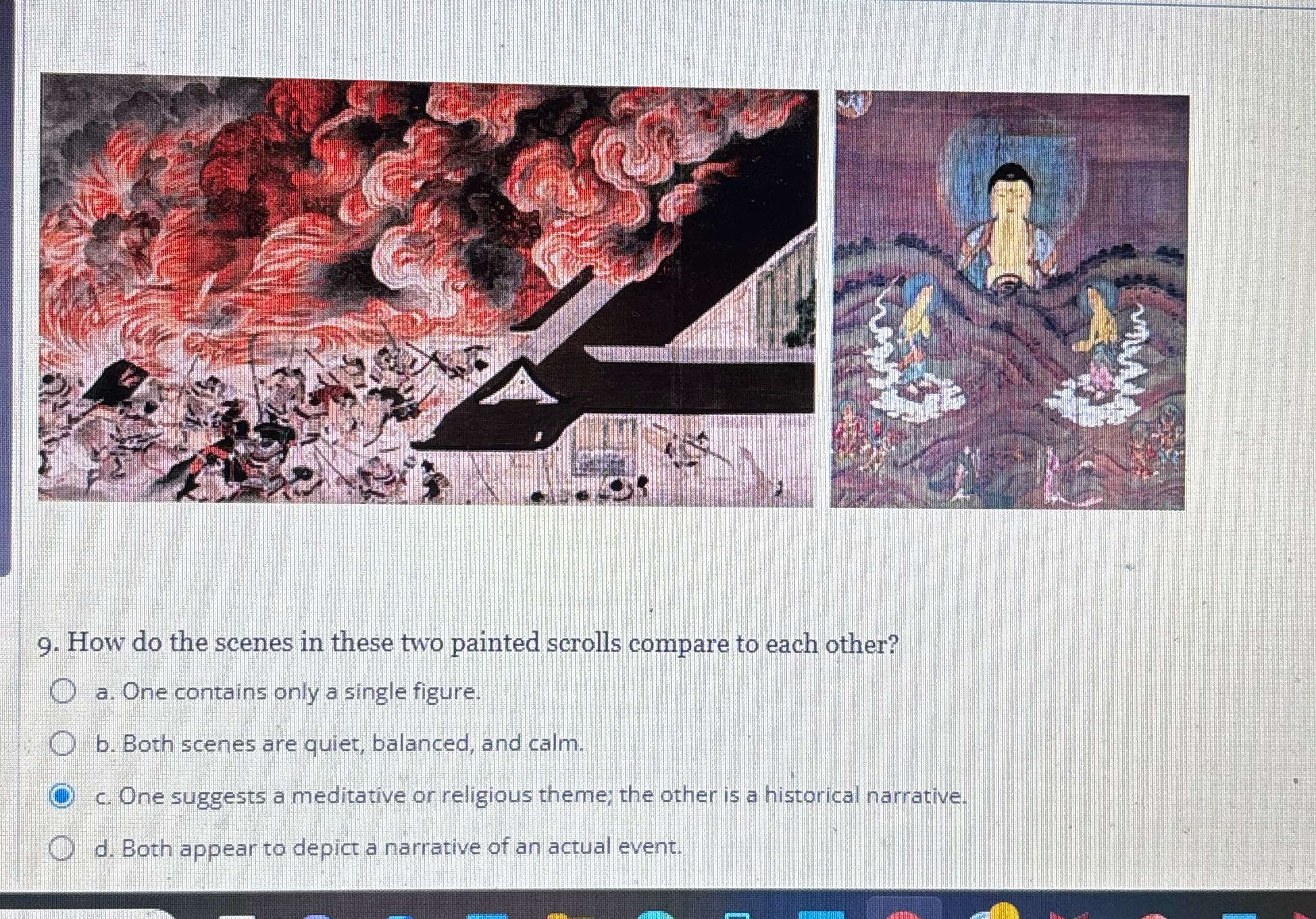 | g. How do the scenes in these two painted