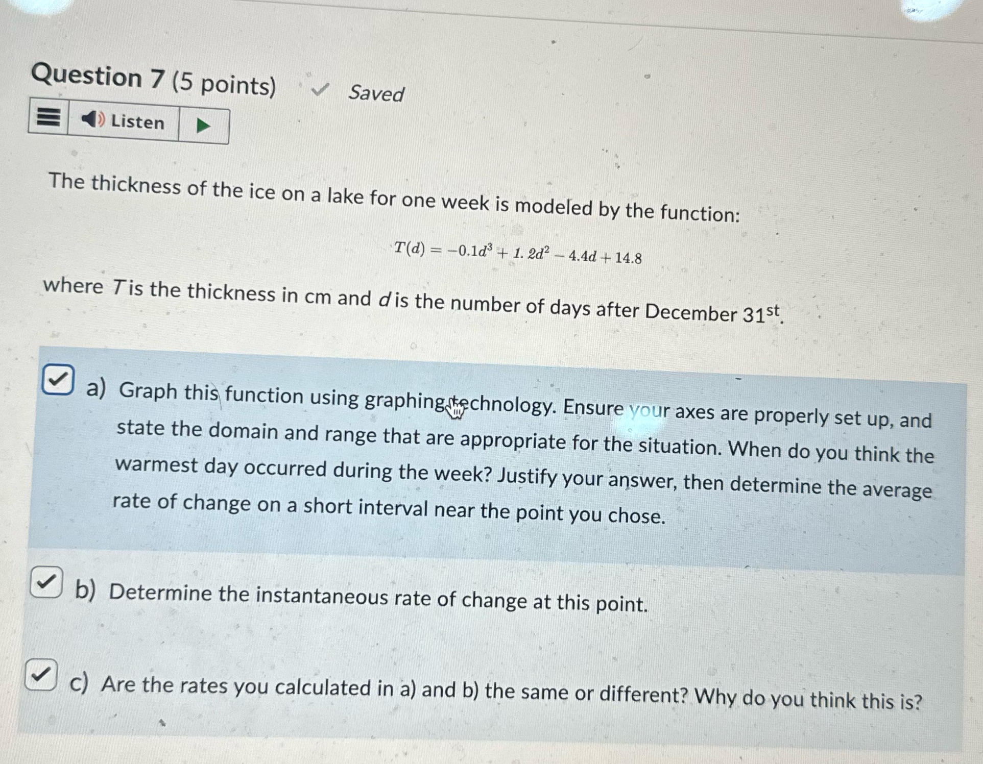 Polynomial Function unit assignment Question 7 (5