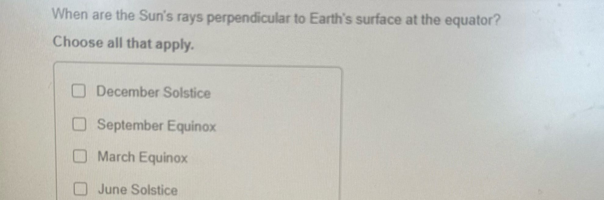 ? When are the Sun's rays perpendicular to