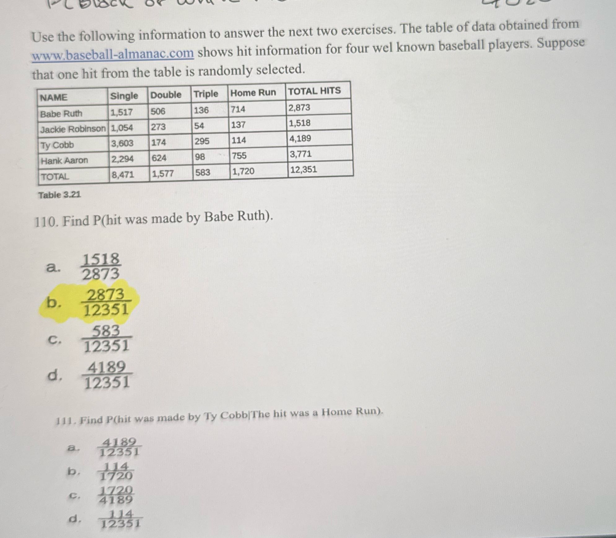 Use the following information to answer the next