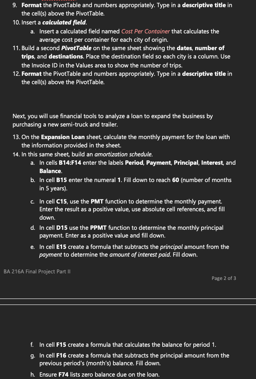 9. Format the PivotTable and numbers