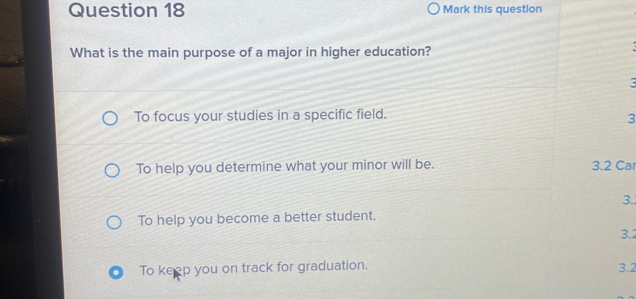 Question 18 O Mark this question What is the main