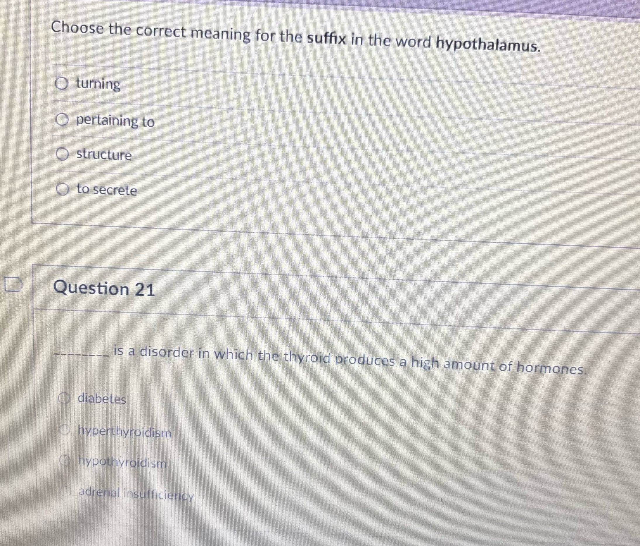 Choose the correct meaning for the suffix in the