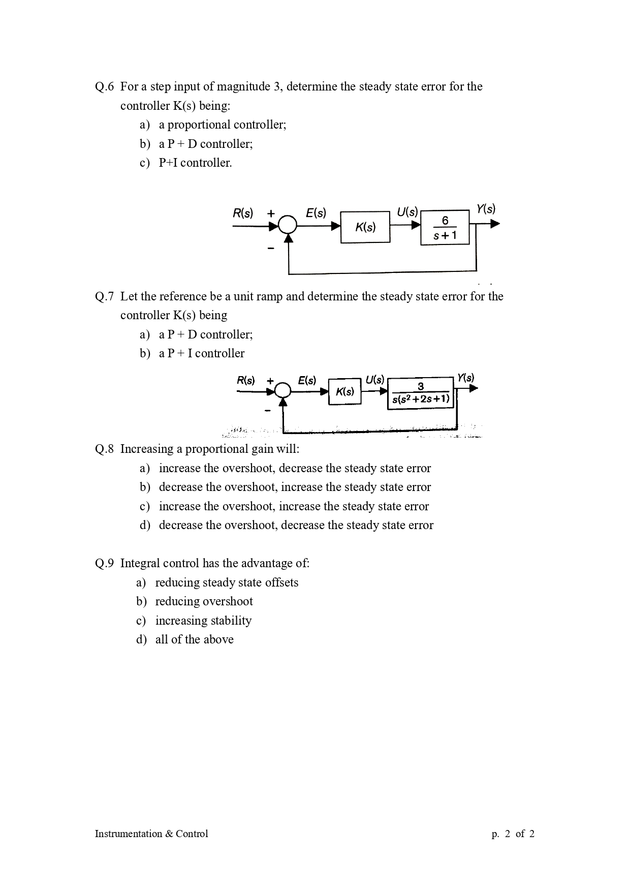 Tutorial 5: PID Control Q.1 In the following