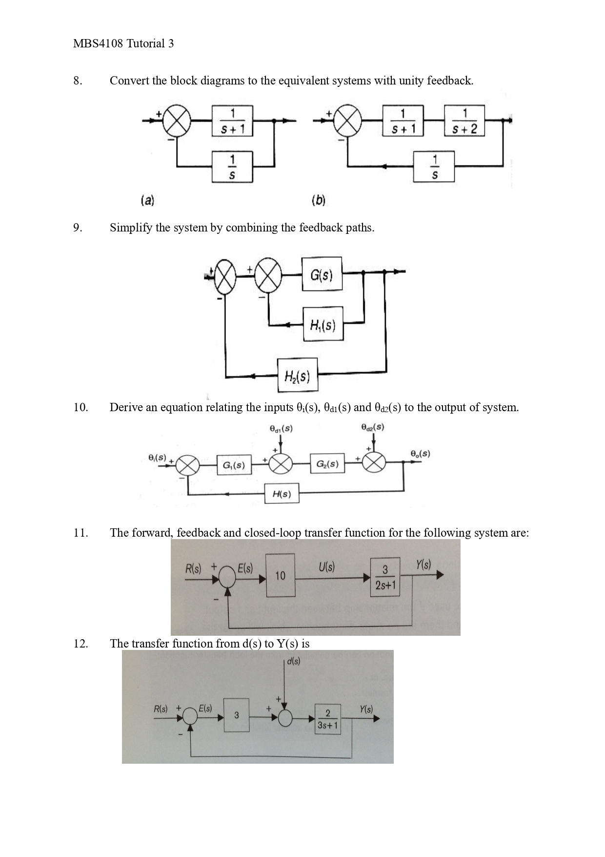 MBS4108 Tutorial 3 Laplace Transform 1 . Find the