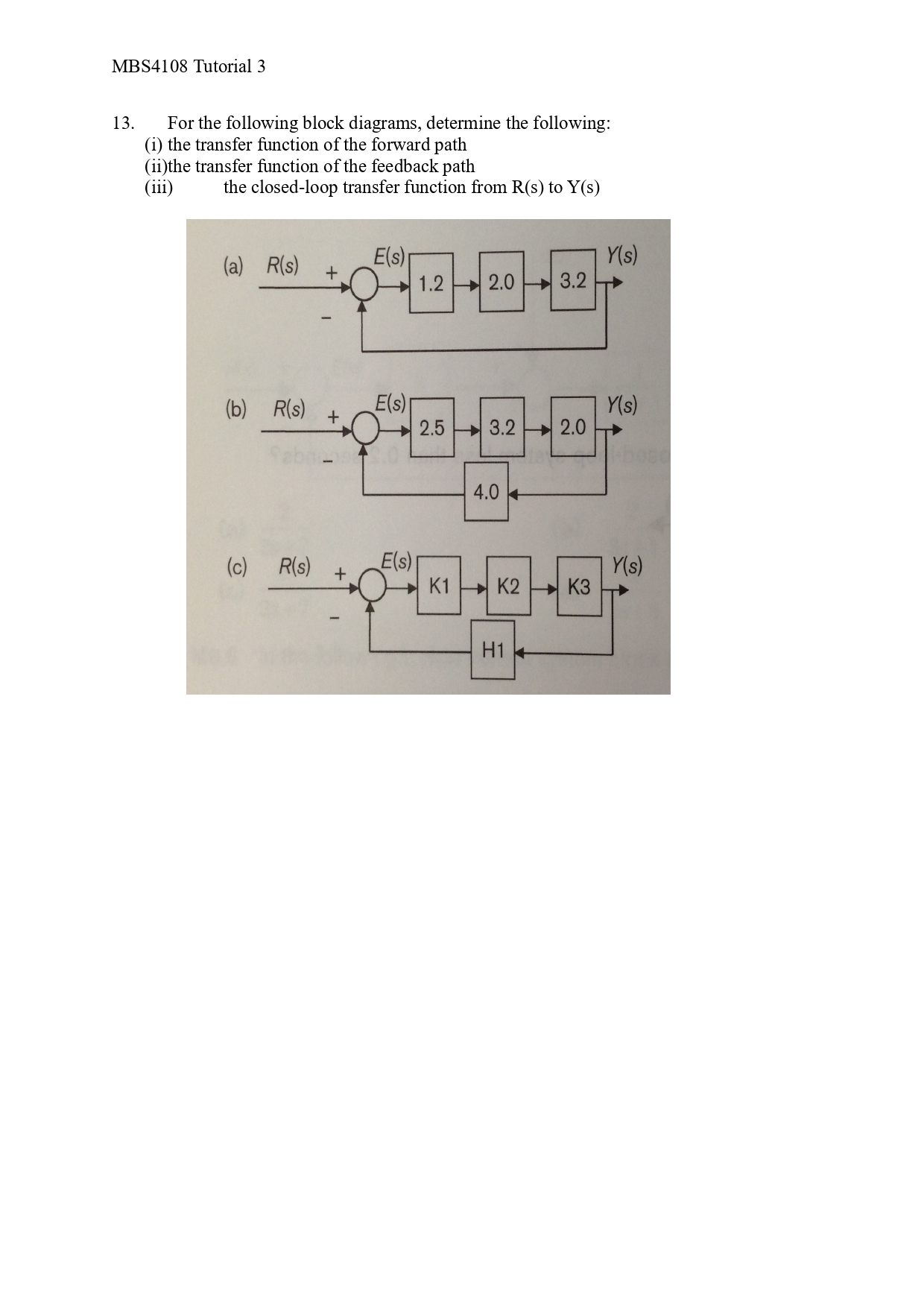 MBS4108 Tutorial 3 Laplace Transform 1 . Find the