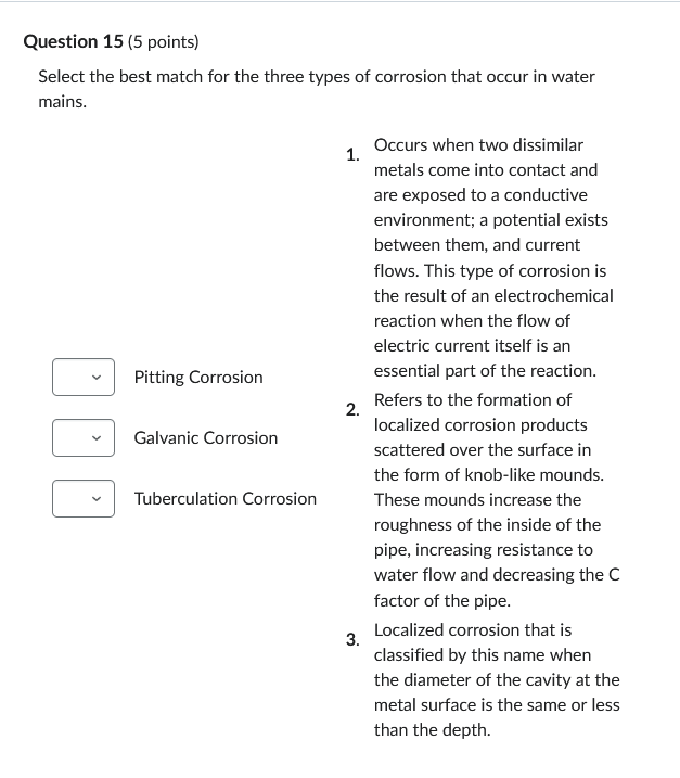 solve Question 15 (5 points) Select the best
