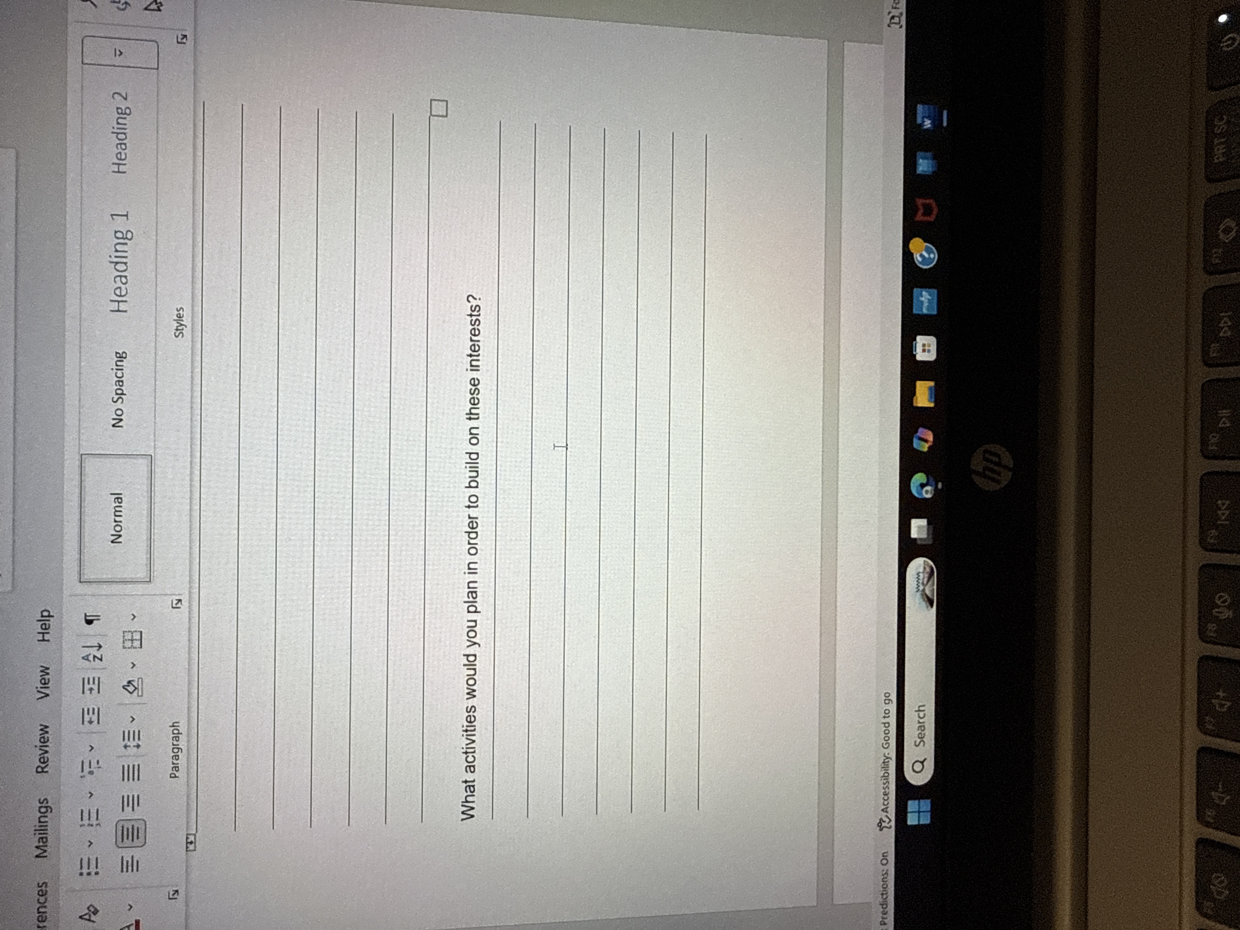 Strength Needs and Interests form . Saved Search