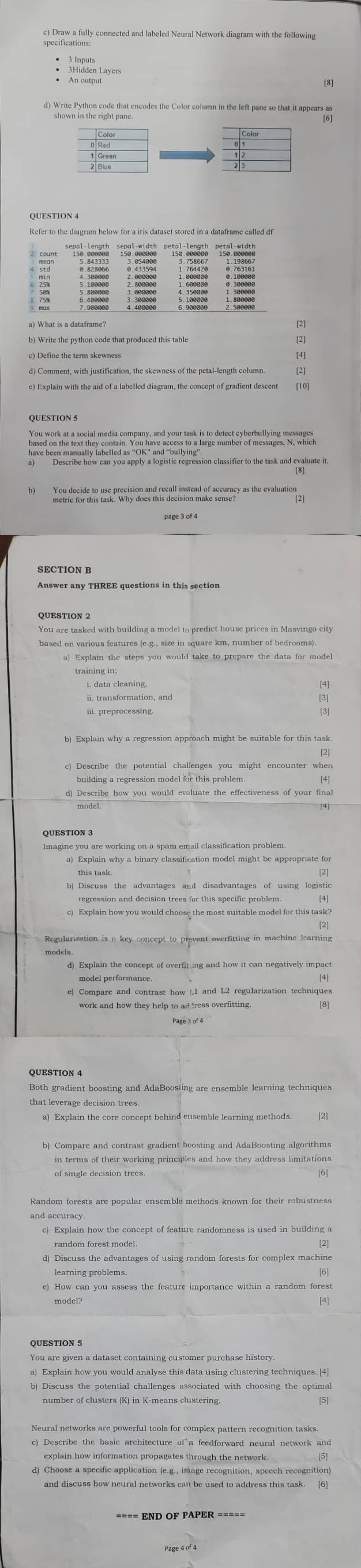 c) Draw a fully connected and labeled Neural