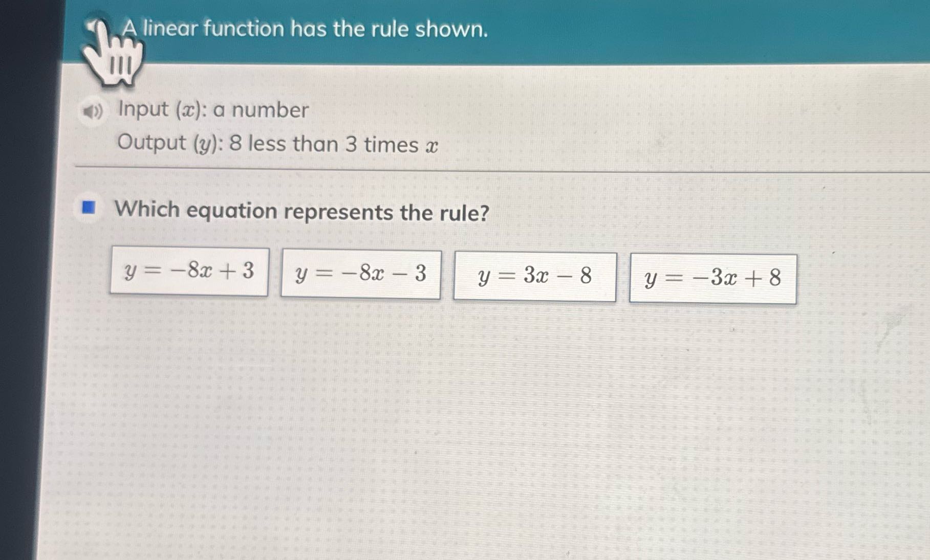linear function has the rule shown. Input (ac): a