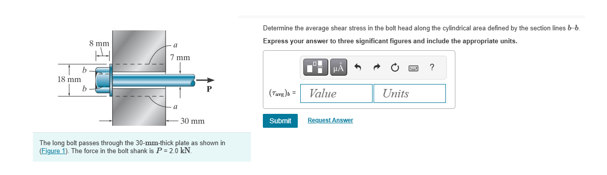solution Determine the average shear stress in