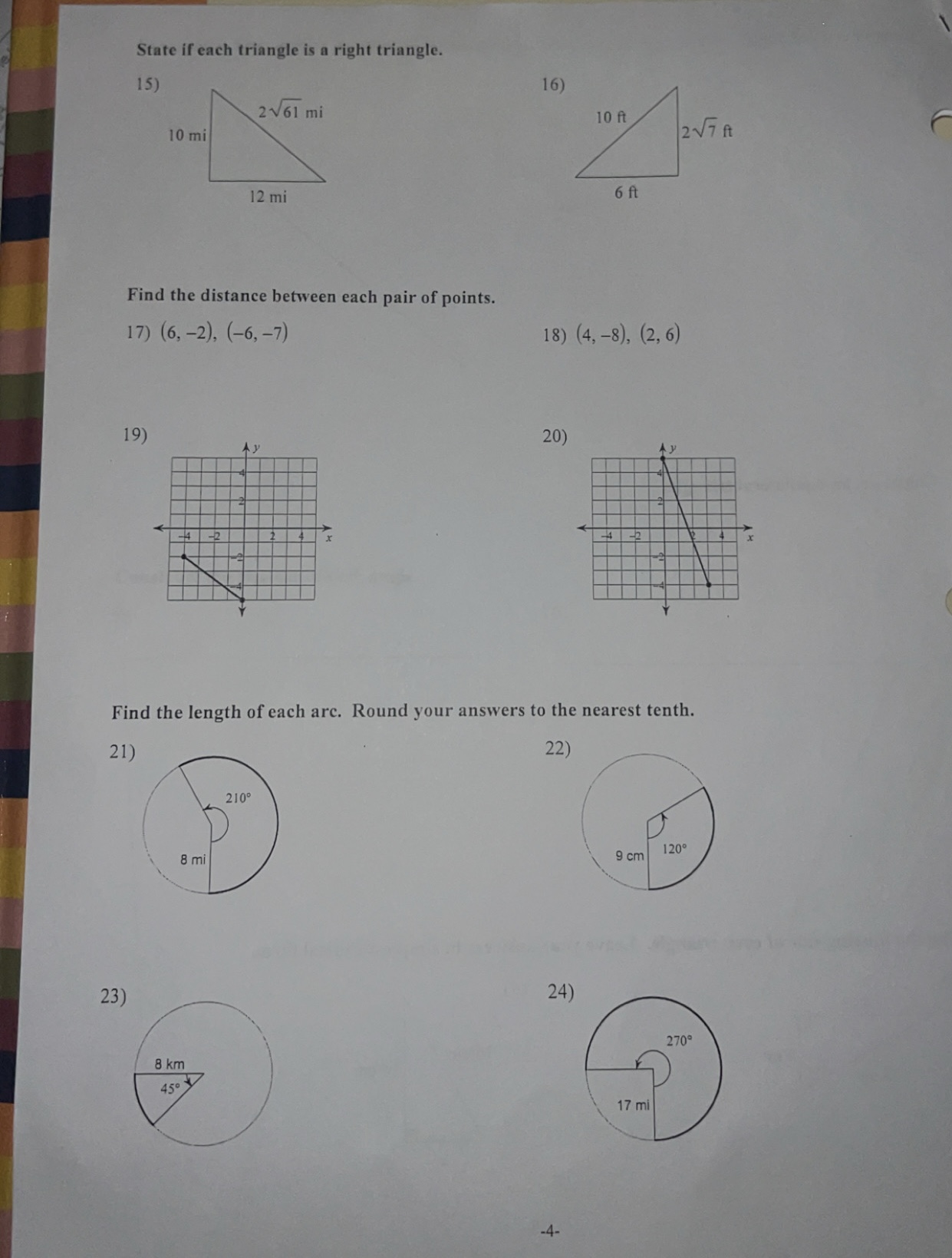 State if each triangle is a right triangle. 15)