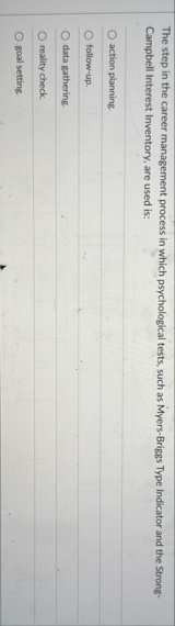 The step in the career management process in