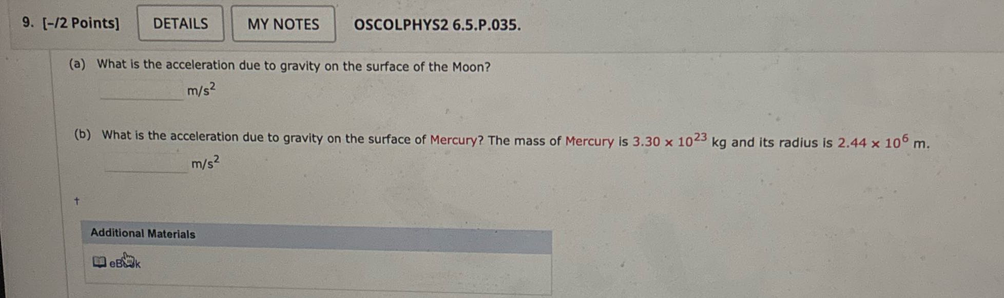 9. [-/2 Points] DETAILS MY NOTES OSCOLPHYS2