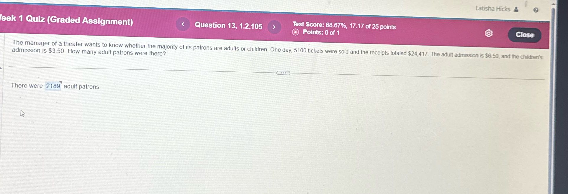 < Question 13, Poca hoeetes 17.17 of 25 points