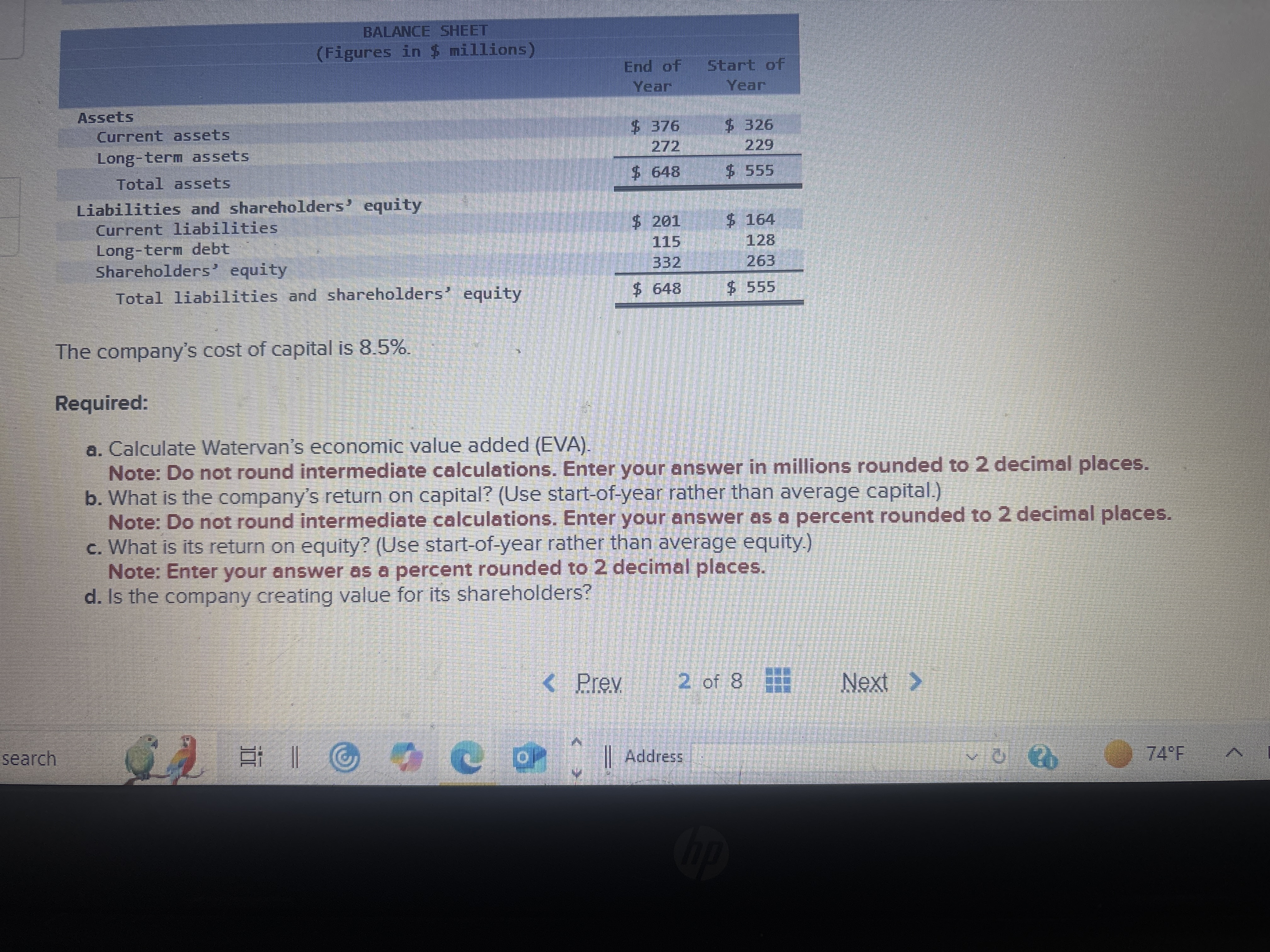 Answer questions A, B, C and D BALANCE SHEET
