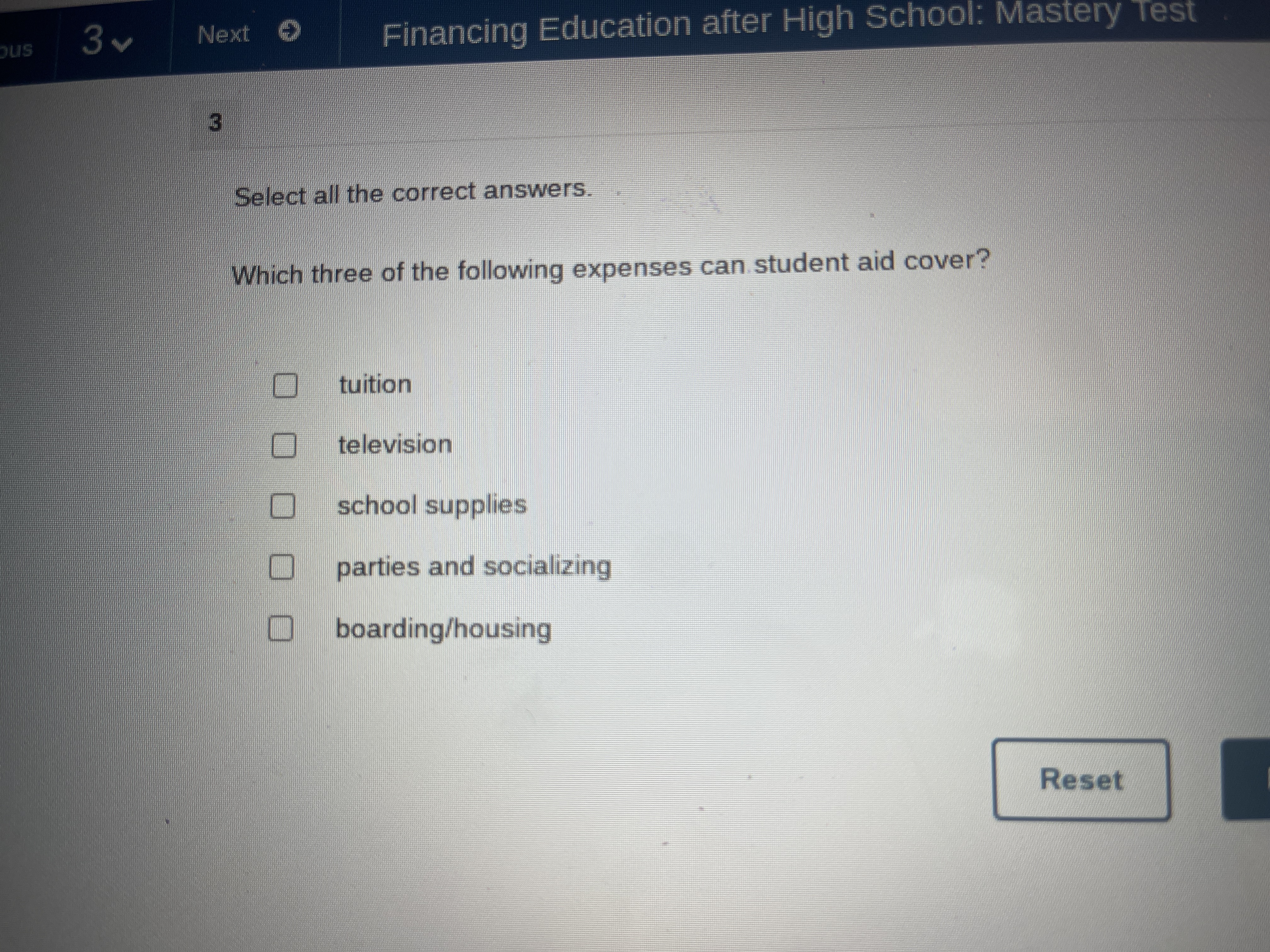 ? 3 v Next Financing Education after High School: