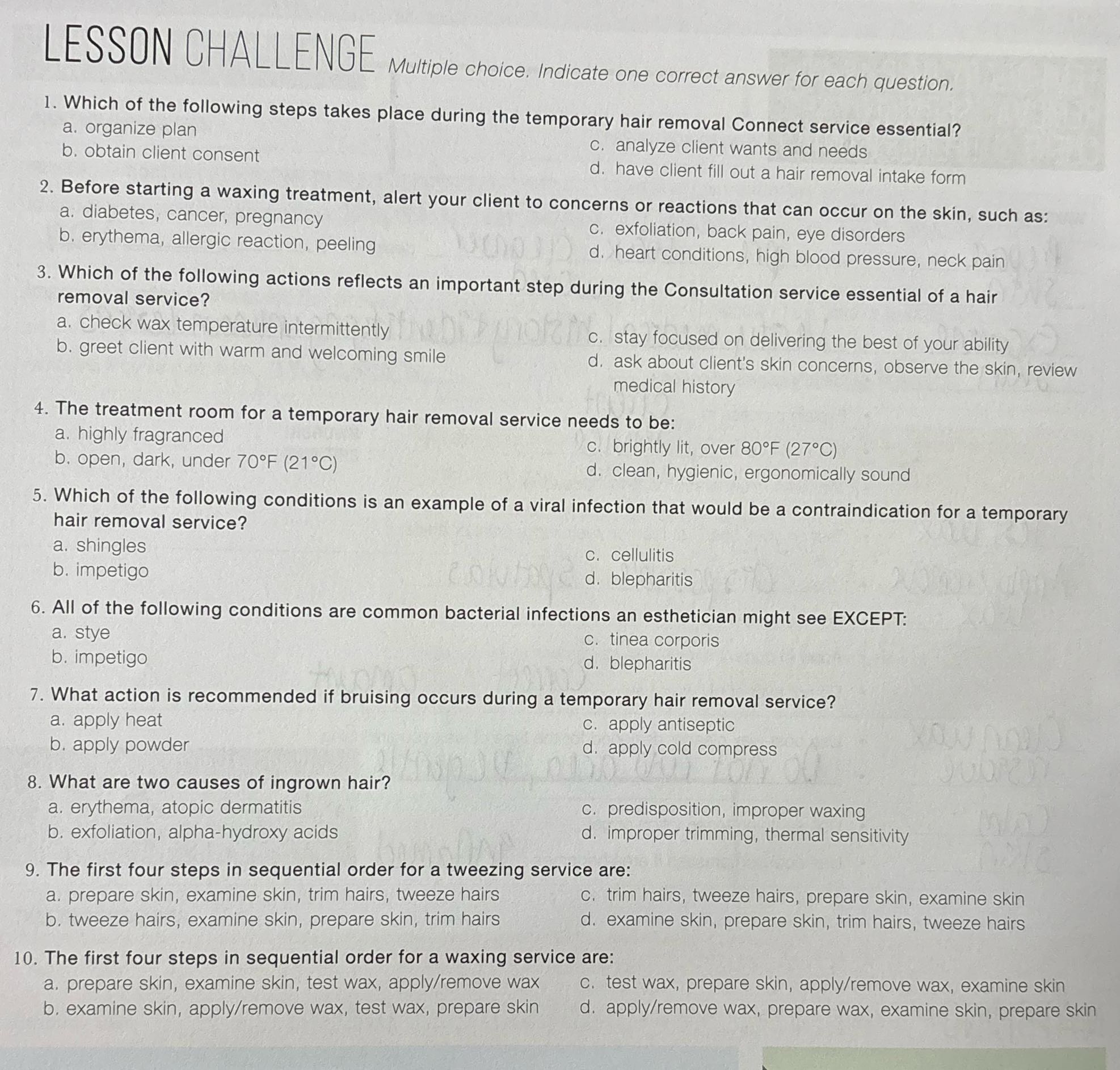 . LESSON CHALLENGE Multiple choice. Indicate one