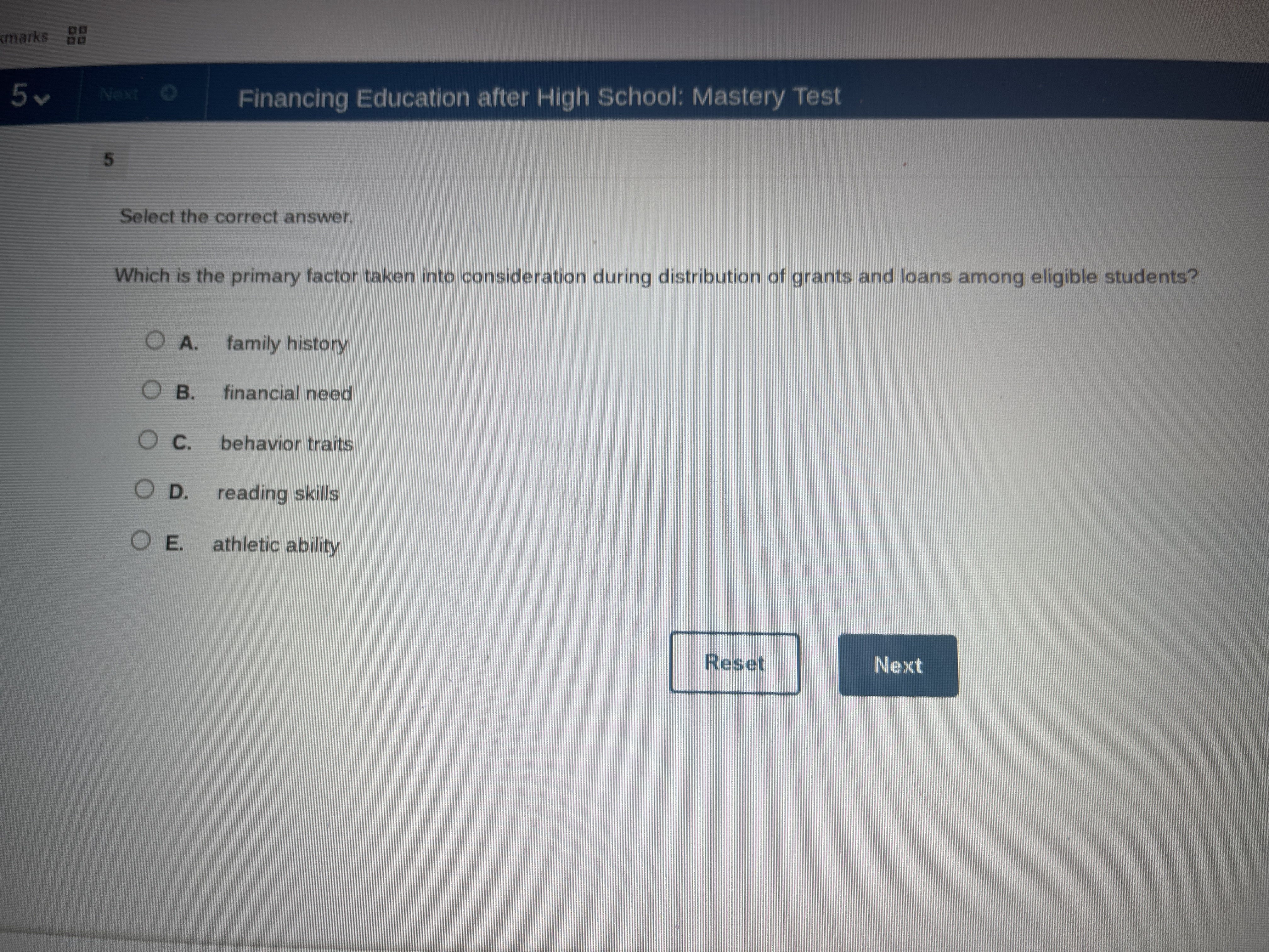 ? marks 5 v Next Financing Education after High