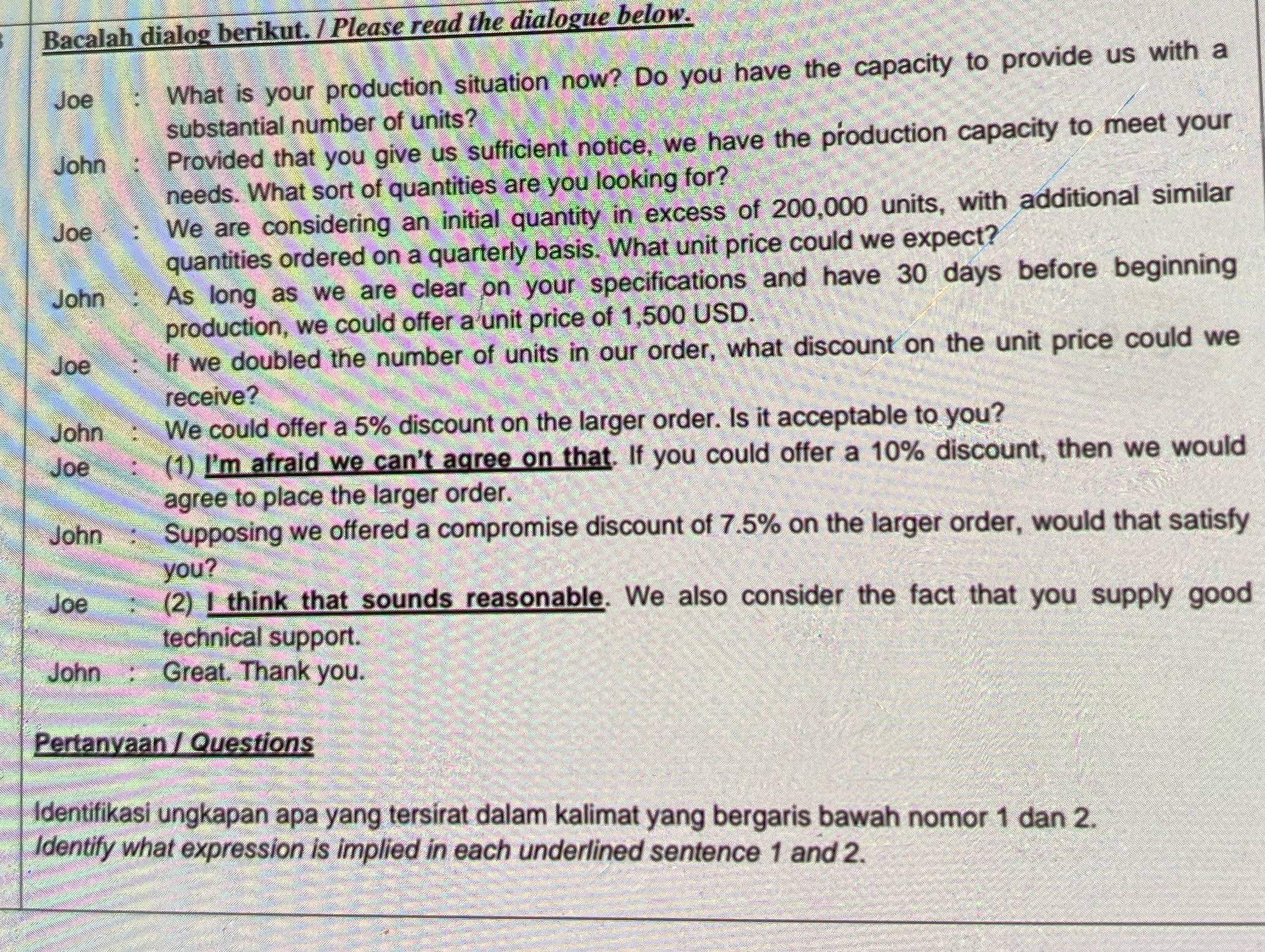 Bacalah dialog berikut. / Please read the