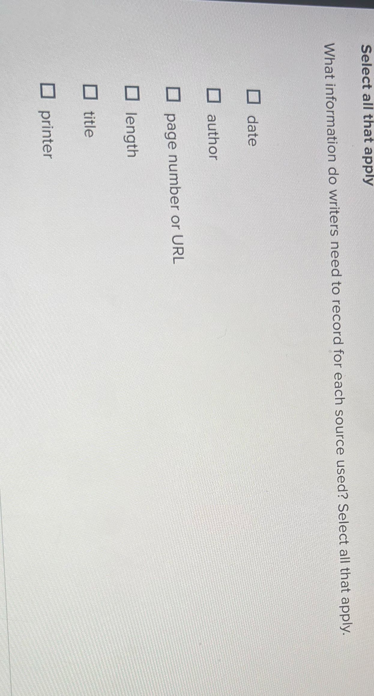 Select all that apply What information do writers