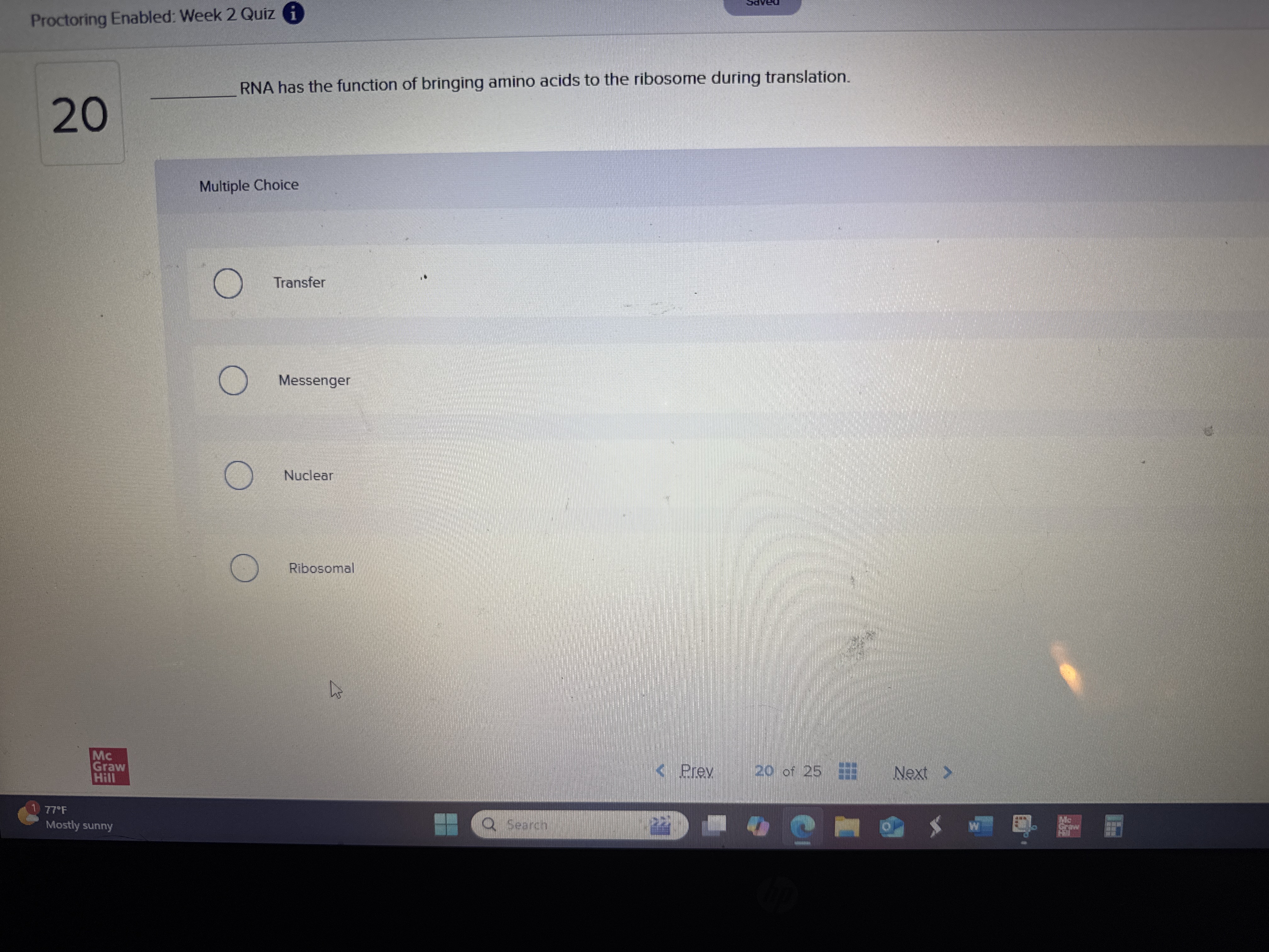 Fill in the blank Proctoring Enabled: Week 2 Quiz