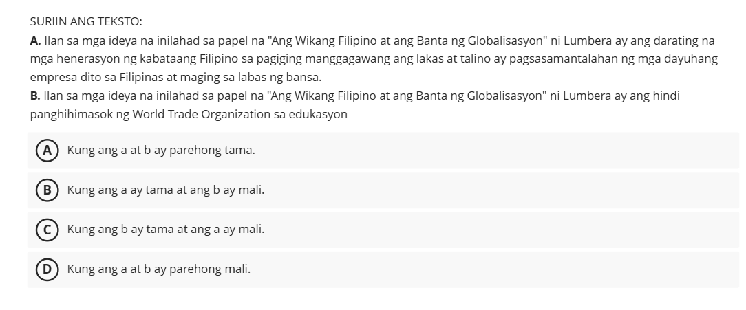 answer SURIIN ANG TEKSTO: A. llan sa mga ideya na