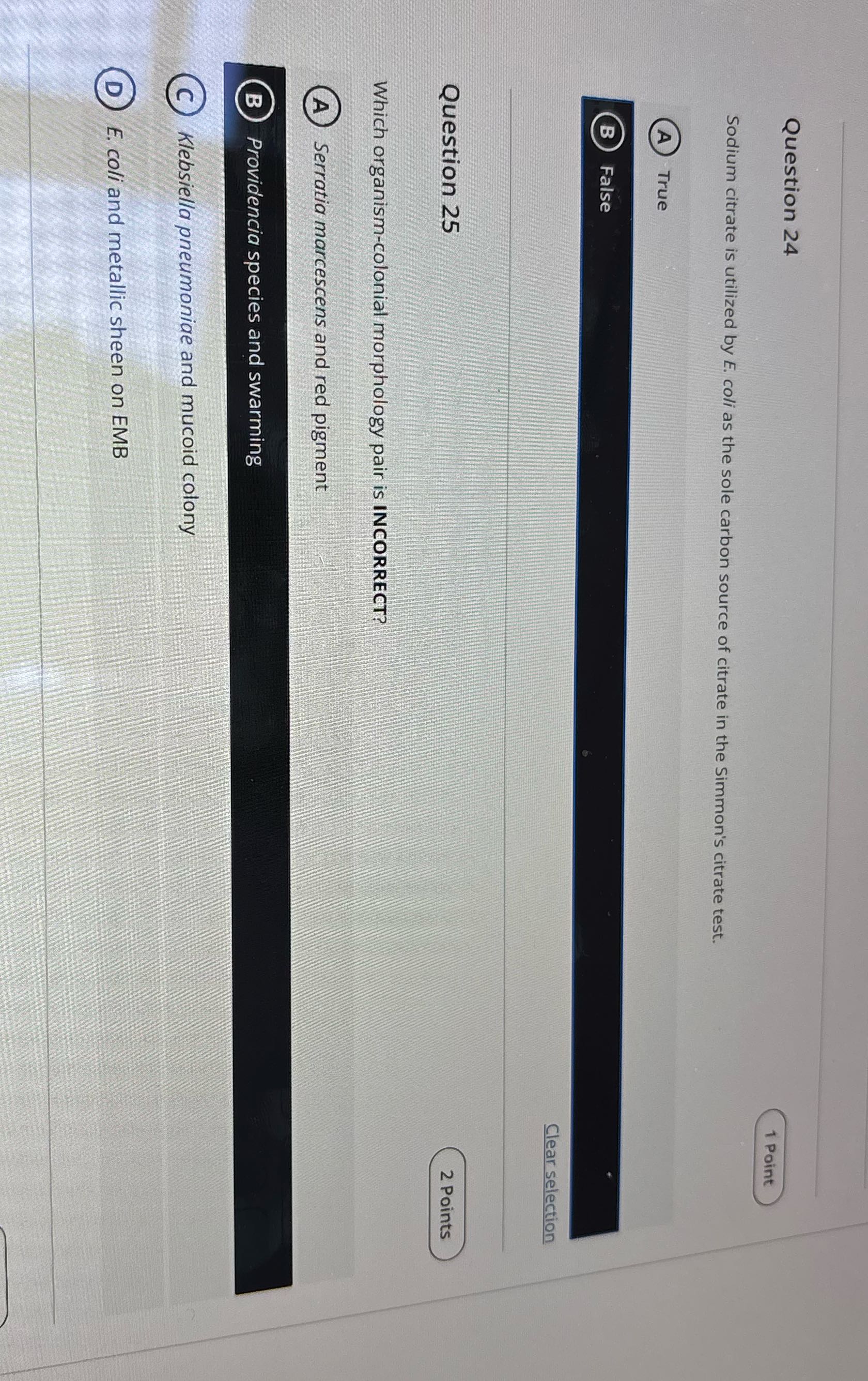 Question 24 1 Point Sodium citrate is utilized by