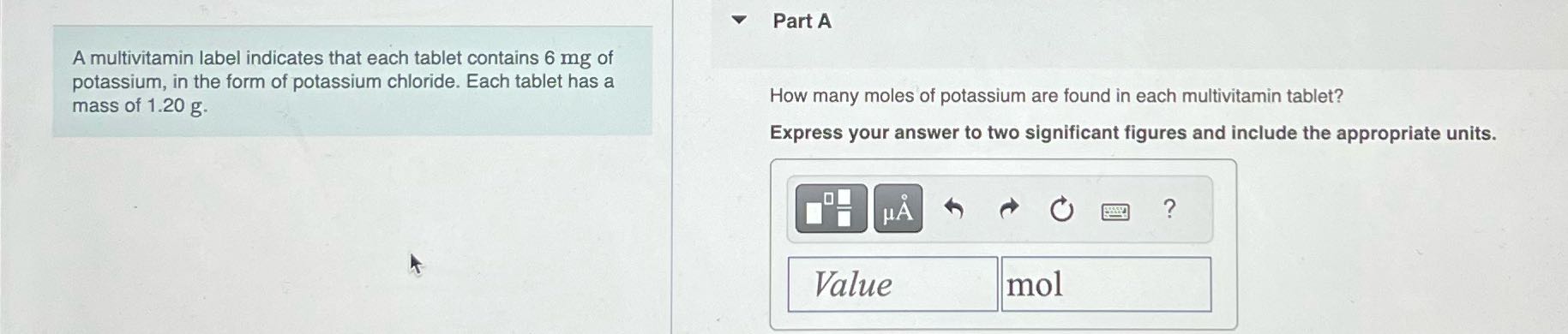 What's the answer Part A A multivitamin label