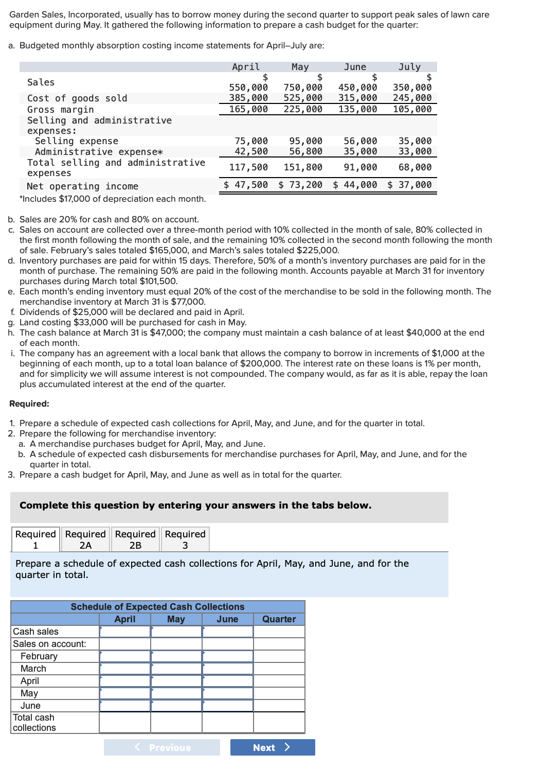 Help answer this 3 part question Garden Sales,