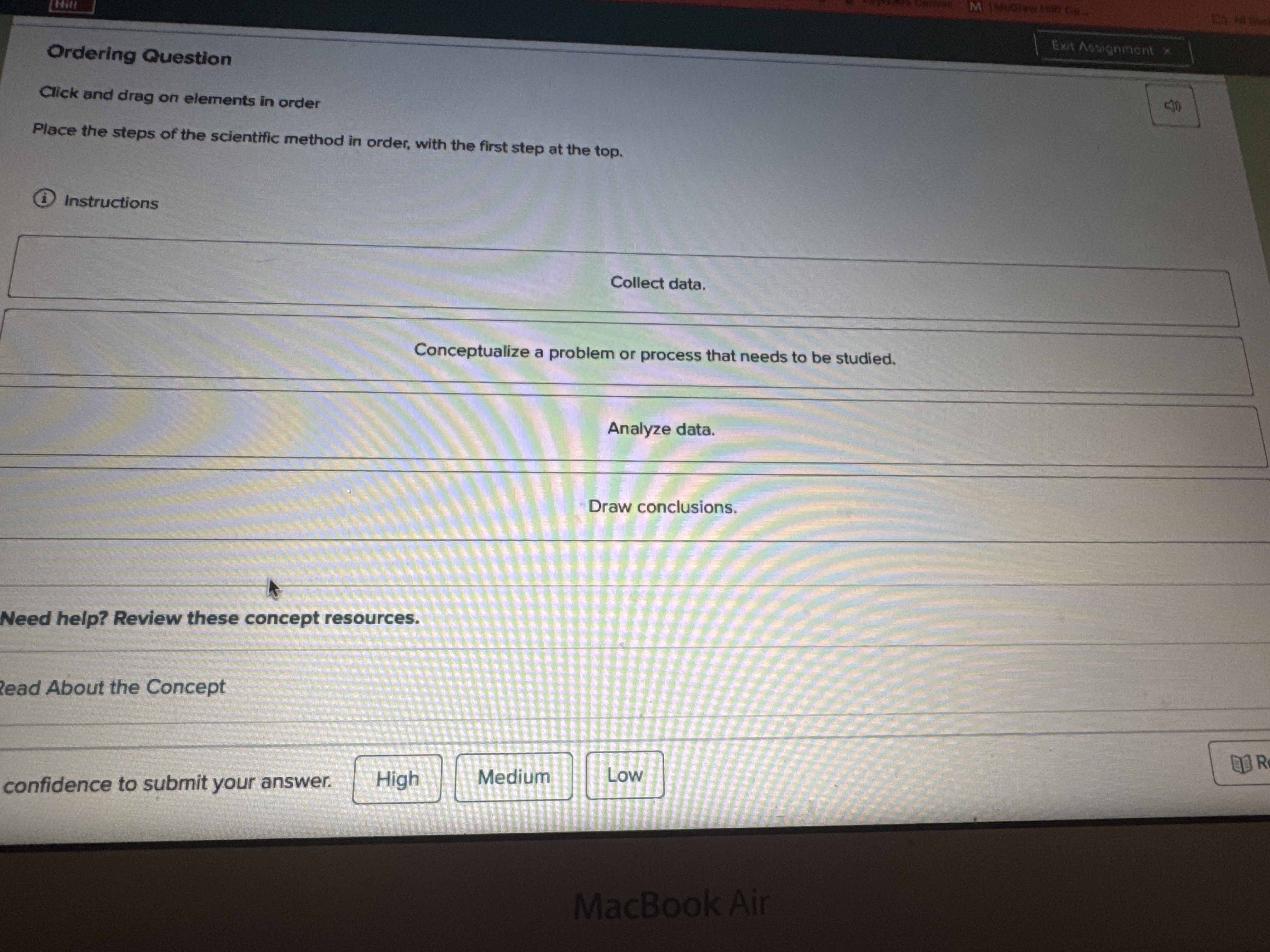 What's is the answer Exit Assignment * Ordering