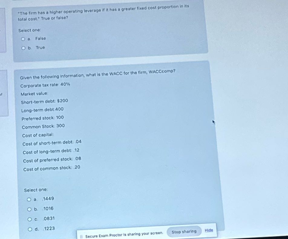 "The firm has a higher operating leverage if it