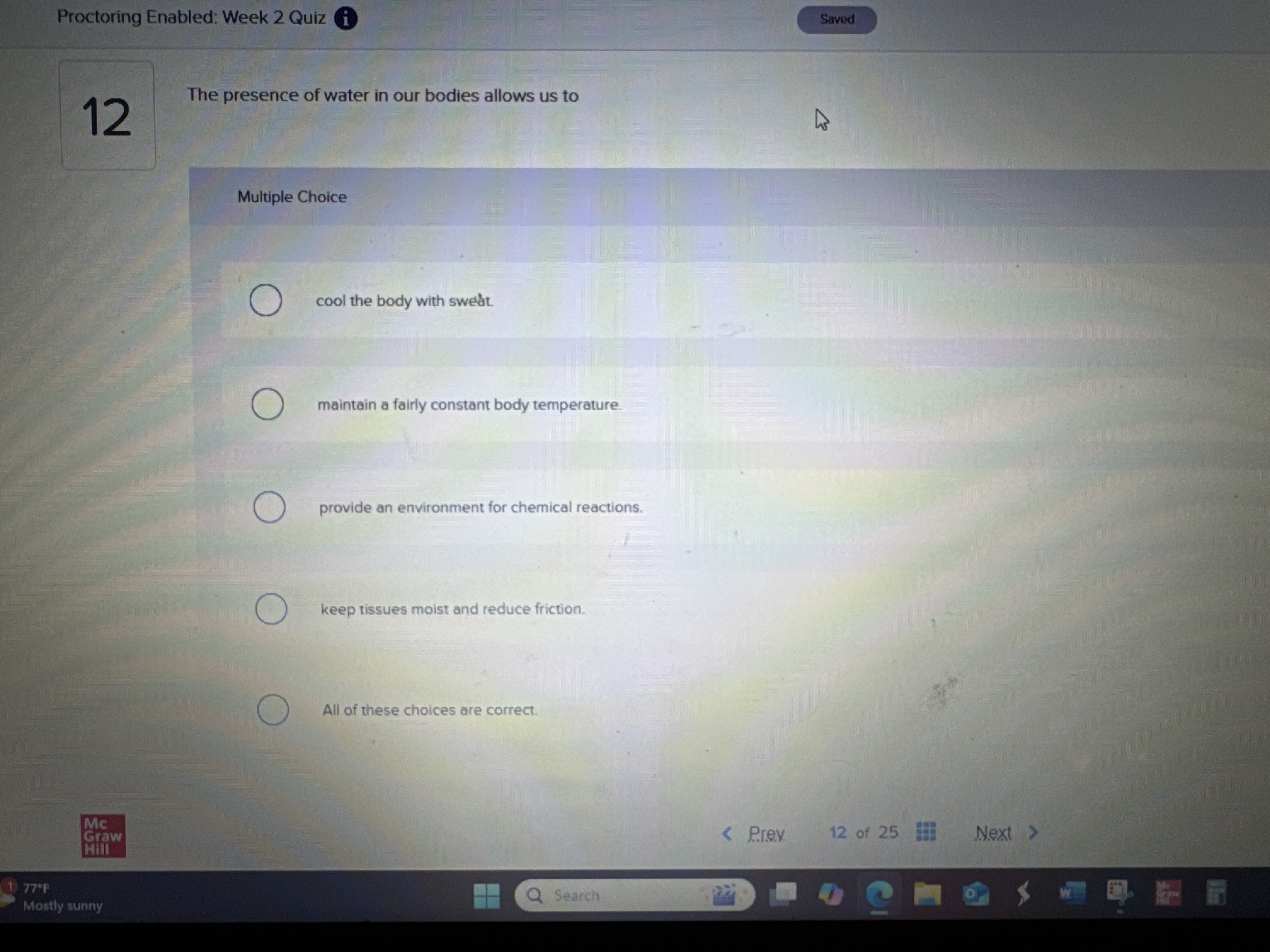 Choose the correct answer Proctoring Enabled: