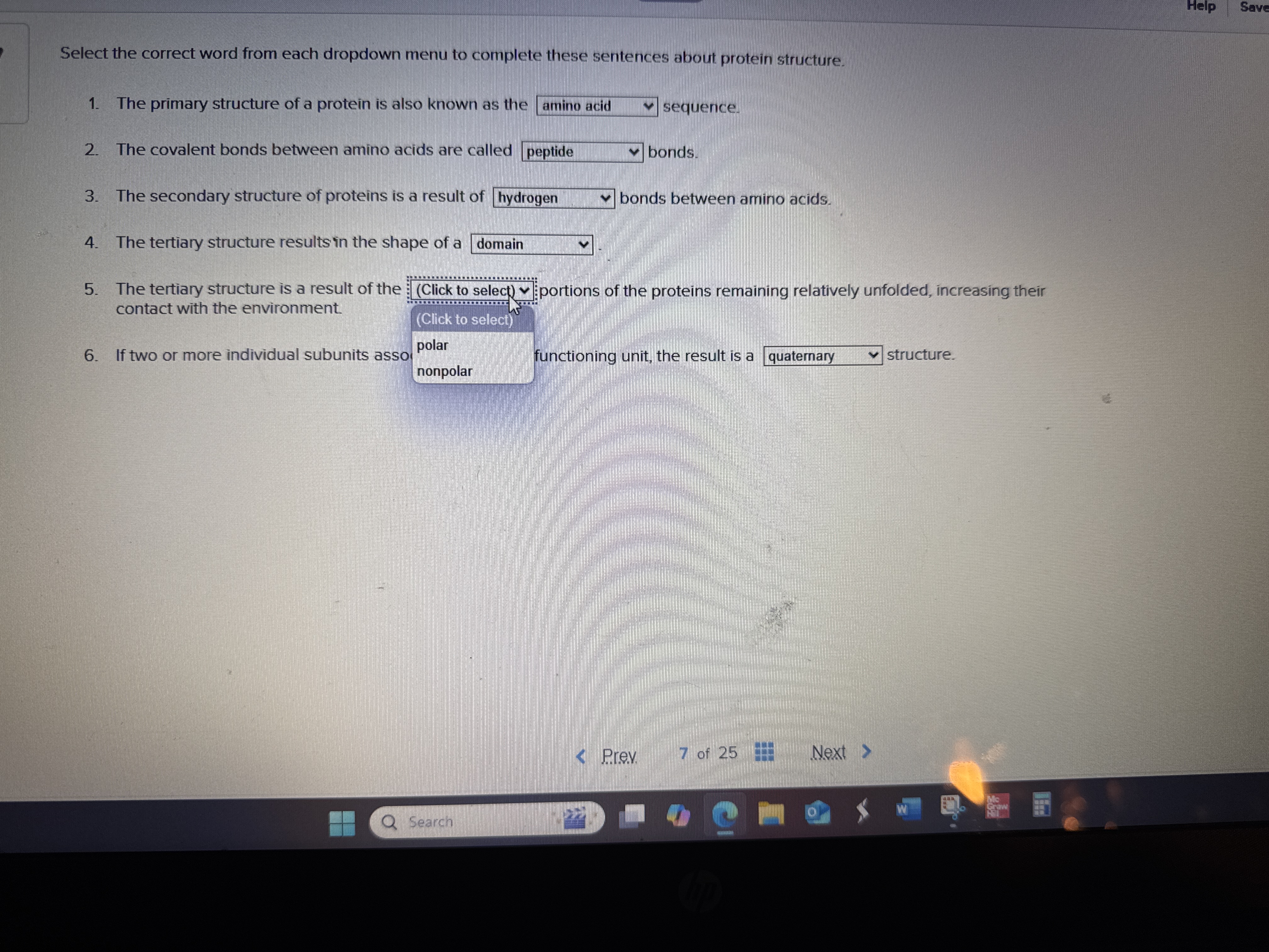 Fill in the blank Help Save Select the correct
