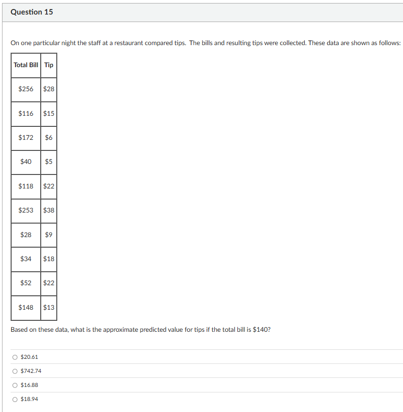 answer Question 15 On one particular night the