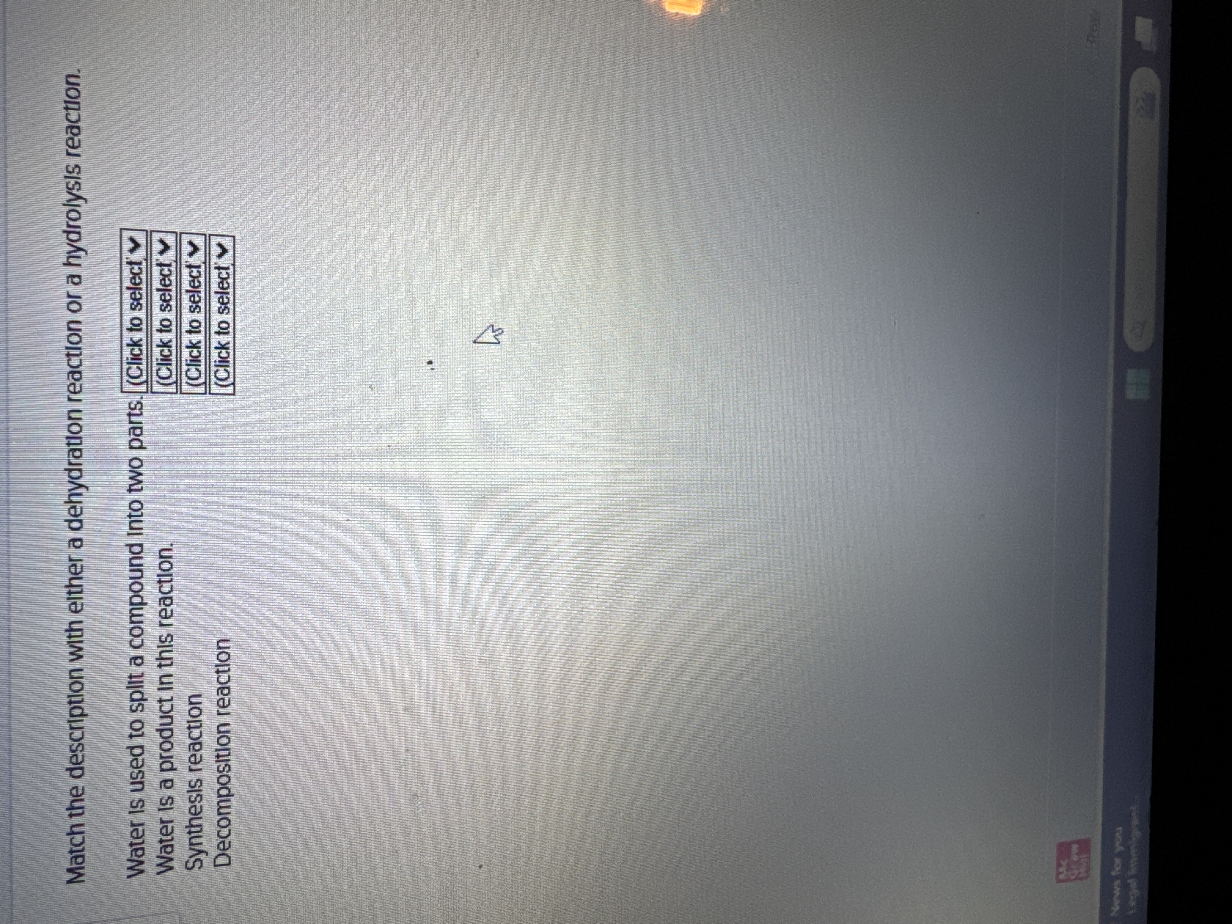 Fill in the blank Match the description with