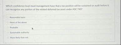 Which confidence level must imanagement have that