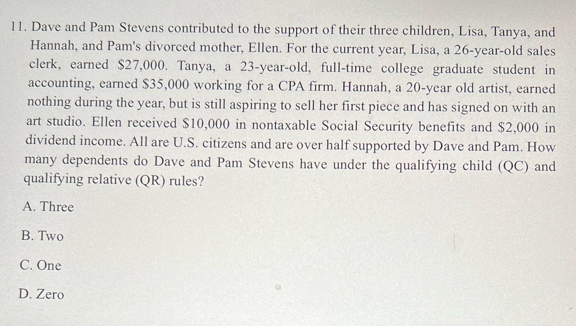 1 1. Dave and Pam Stevens contributed to the