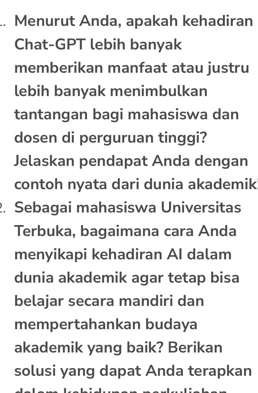 Menurut Anda, apakah kehadiran Chat-GPT lebih