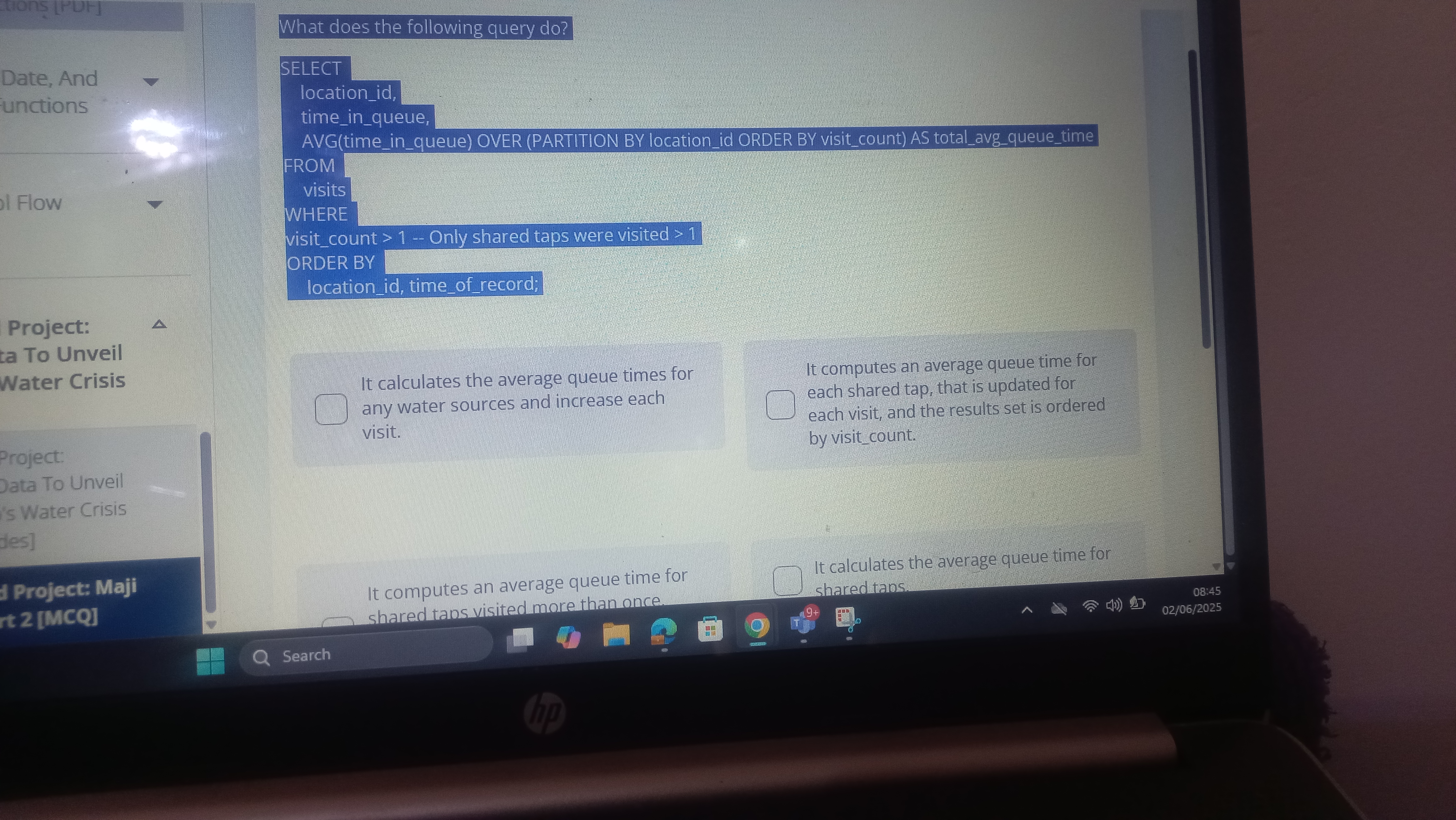 tons [PDF What does the following query do? Date,