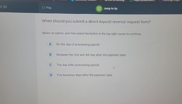 1 2 0 Flag Jump to Qs When should you submit a