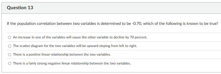 answer Question 13 If the population correlation