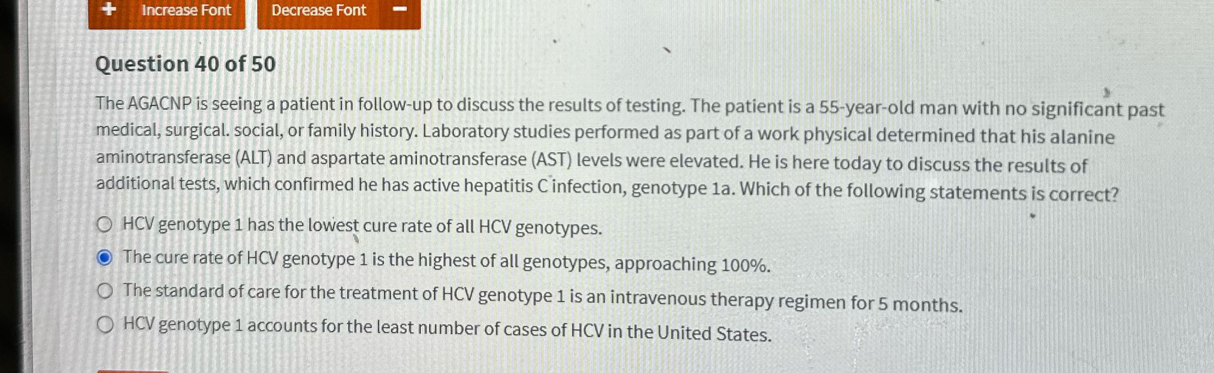 + Increase Font Decrease Font Question 40 of 50
