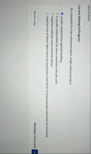 View Policies Current Attempt in Progress As