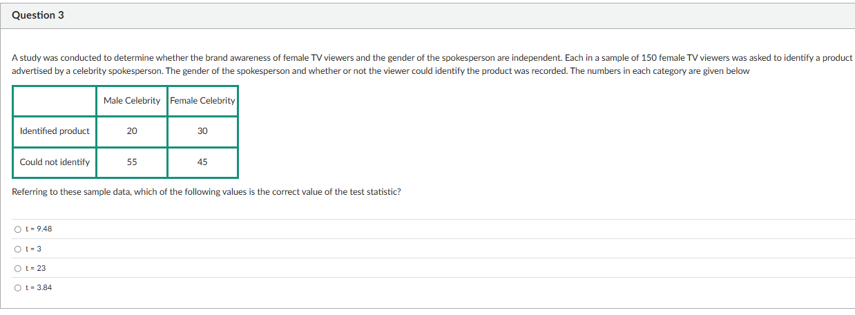 answer Question 3 A study was conducted to