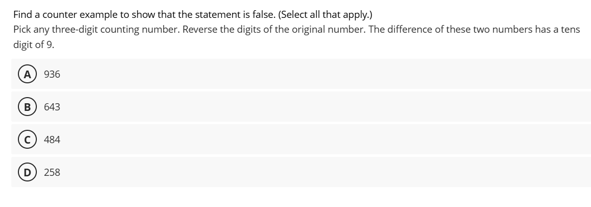 answer Find a counter example to show that the