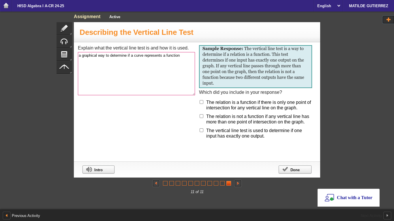 answer 1 HISD Algebra | A-CR 24-25 Assignment Yee