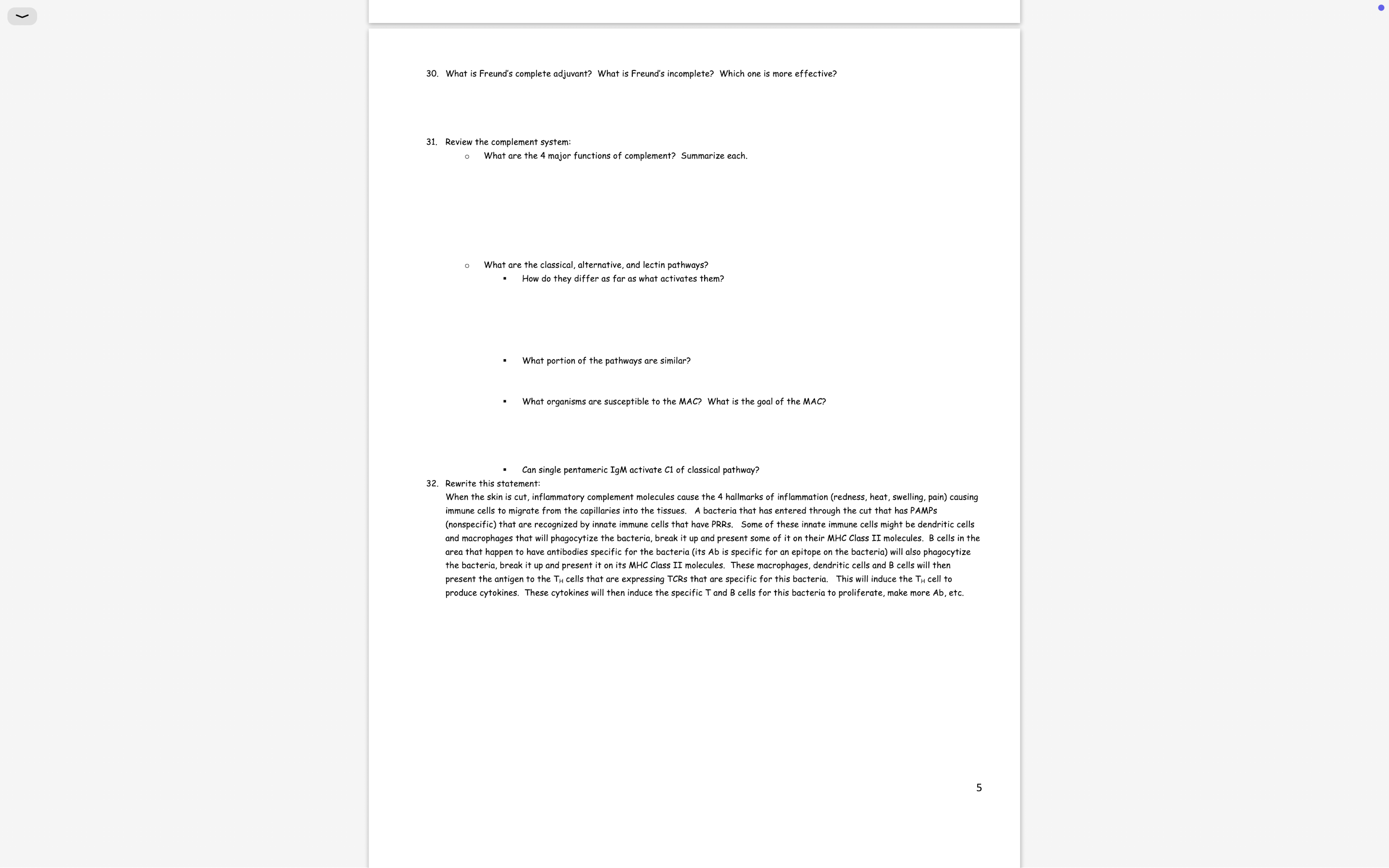 Immunology Worksheet for Unit 1 Print this